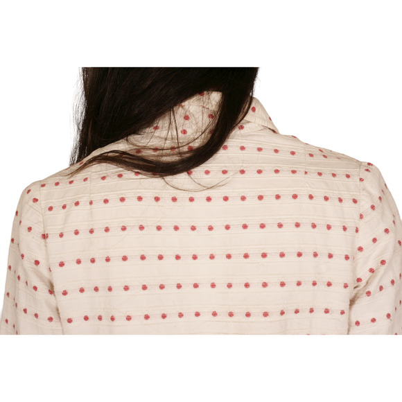 Vintage 50s Saks Couture Polka Dot Romper Dress Women's Off White Red Big Button - Picture 6 of 10